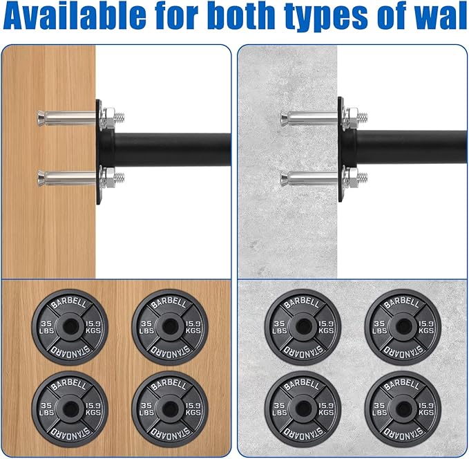 Wall-Mounted Weight Plate Holder (4-Pack) , Heavy Duty 330LB Capacity Rack for 2" Olympic Plates | Compact Home Gym Storage Solution