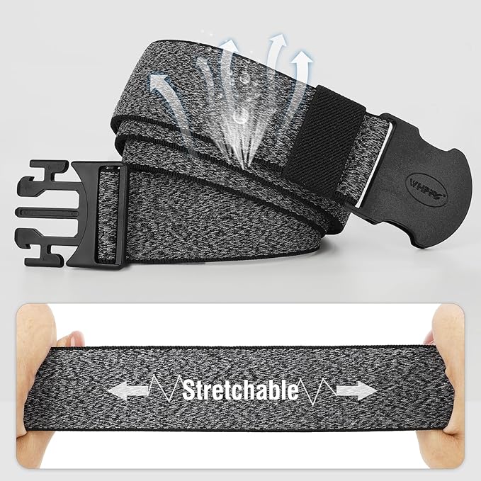 WHIPPY Mens Elastic Stretch Belt Unisex Adventure Web Belt for Women Men with Non-Metal Buckle Adjustable Belts