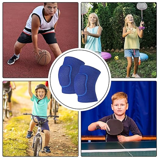 Sibba Kids Knee Pad, Breathable Elastic Knee Brace, Anti-Slip Padded Sponge Knee Protector for Volleyball Basketball Football (Blue)
