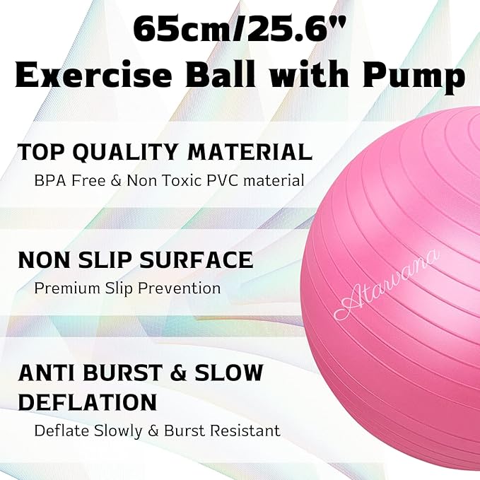 Atarvana Cardio Drumming Equipment Set, Extra Thick Yoga Ball with Pump & Cardio Drumming Sticks with Grips, Aerobic Exercise Ball Drumsticks Workout Set for Stability, Rhythm, Gymnastics