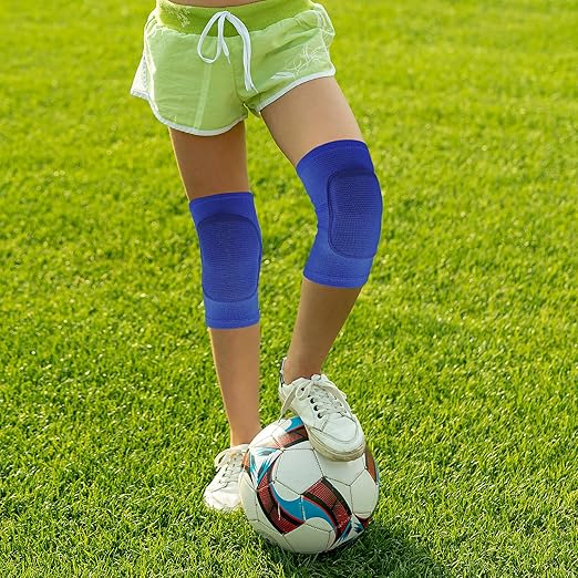 Sibba Kids Knee Pad, Breathable Elastic Knee Brace, Anti-Slip Padded Sponge Knee Protector for Volleyball Basketball Football (Blue)