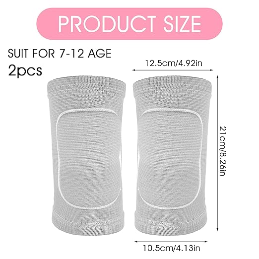 Knee Pads for Kids Suit for Age 7-12 Years, Wrestling Knee Pads Volleyball Knee Pads Thick Sponge Youth Girls Anit-Slip Sport Knee Support Brace for Volleyball Dance Yoga Running Climbing Grey