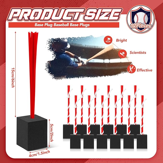 Shappy 12 Pieces Base Plug Baseball Base Plugs