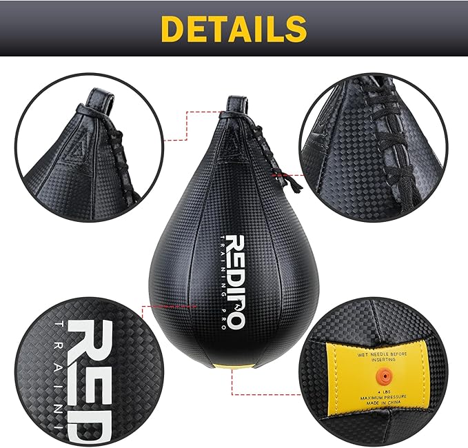 Superior Boxing Speed Bag - PU Leather Speed Punching Ball - Heavy Duty Hanging Swivel Ball for Gym & MMA Muay Thai Sports Fitness - Punching Dodge Striking Speed Reflex Ball