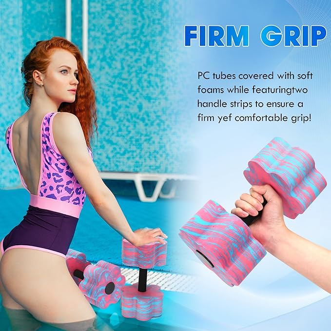Aquatic Exercise Dumbbells, 2PCS Aqua Fitness Barbells, Flowers High-Density EVA-Foam Water Workouts, Pool Weights Dumbbells Set for Water Exercise, Aerobics Weight Loss, Pool Fitness