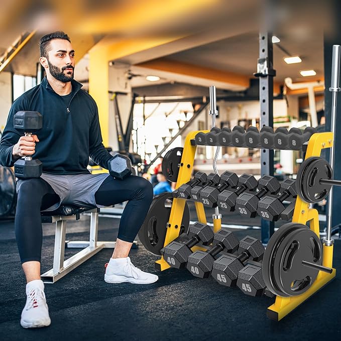 Kipika Heavy Duty 3 Tier Dumbbell Rack Multifunctional, Weight Rack for Dumbbells, Home Gym Equipment, Suitable for Storage of Dumbbell, Kettle Bell, Barbell Plate, Barbell Bar