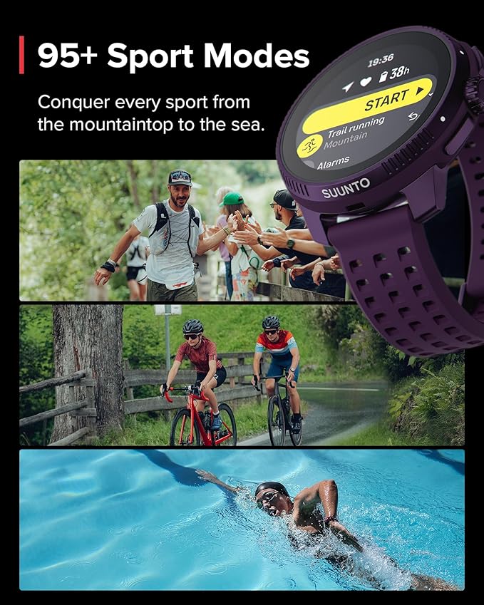SUUNTO Race GPS Sports Watch, 1.43" AMOLED Touchscreen w/ Crown, 26 Days Battery Life, Training & Sleep Health Tracking, Dual-GNSS, 32GB Global Offline Maps, Lightweight for Running, Ti Amethyst