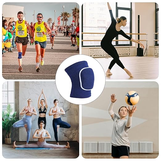 PATIKIL L Size Protective Knee Pads, 6 Pairs Sponge Volleyball Knee Pads Breathable Dance Knee Pads Brace for Women Men Football Basketball Workout, Blue