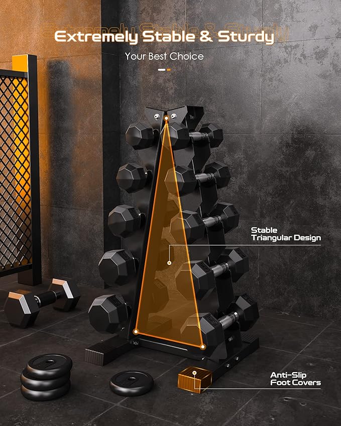 Dumbbell Rack Stand Only, Weight Rack for Dumbbells Compact A-Frame Home Gym Space Saver (480/800 LBS Weight Capacity, 2025 New Version)
