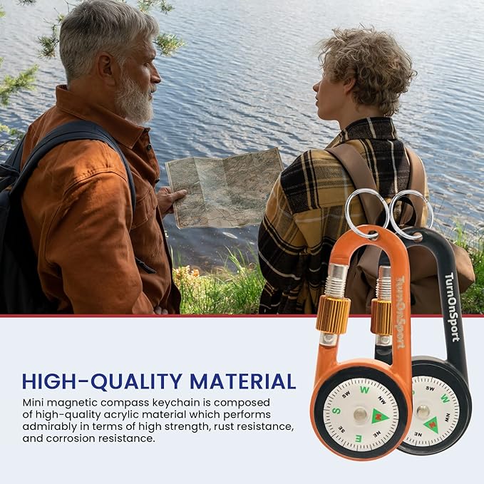 Carabiner Clip On Compass Hiking - Compact Compass 2 pcs