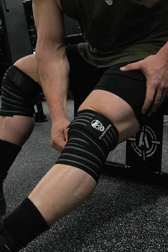 Gymreapers Knee Wraps for Squats and Powerlifting 72 Inch Compression Wraps with Strap for Men & Women Weightlifting Support