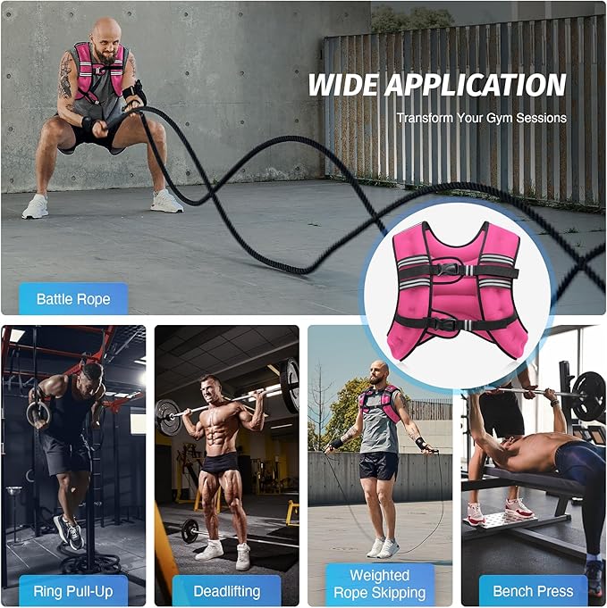 ZELUS Weighted Vest, 16lb Weight Vest with Reflective Stripe for Workout, Strength Training, Running, Fitness, Muscle Building, Weight Loss, Weightlifting