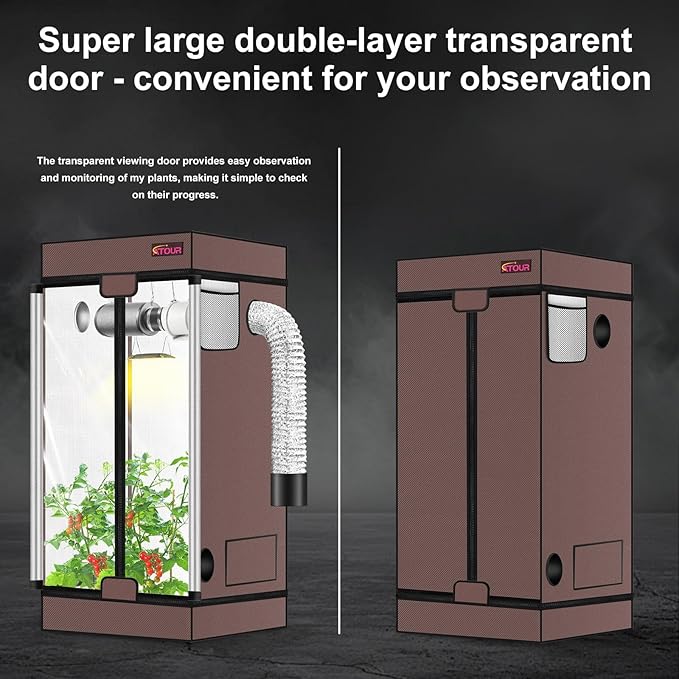 ATOUR 4x2 Grow Tent, 48"x24"x60''High Reflective Mylar 1680D Hydroponic Grow Tents, Waterproof Grow Tent with Double Cleart Observation Door and Floor Tray, for Indoor Plant Growing