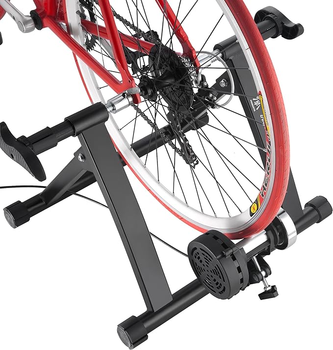 Exercise Bike Trainer - Indoor Bicycle Training Stand With Quiet 5-Level Magnetic Resistance and Front Wheel Riser Block by Bike Lane