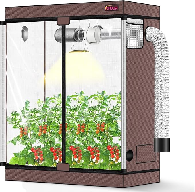 ATOUR 4x2 Grow Tent, 48"x24"x60''High Reflective Mylar 1680D Hydroponic Grow Tents, Waterproof Grow Tent with Double Cleart Observation Door and Floor Tray, for Indoor Plant Growing
