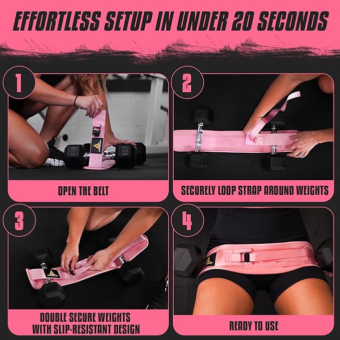 Exercise Hip Thrust Belt for Weights, Glute Workout Equipment, Adjustable Hip Thrust Belt for Dumbbells, Glute Trainer for Home Workouts with Extra Padding, Booty Builder