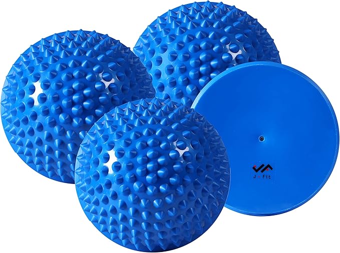 JFIT Balance Pod Sets - Set of 2 or 4 Pods - Textured and Smooth Sides for Improving Core Strength, Coordination, Balance - Great for Rehabilitation, Gym, Home Use, and Pet Training