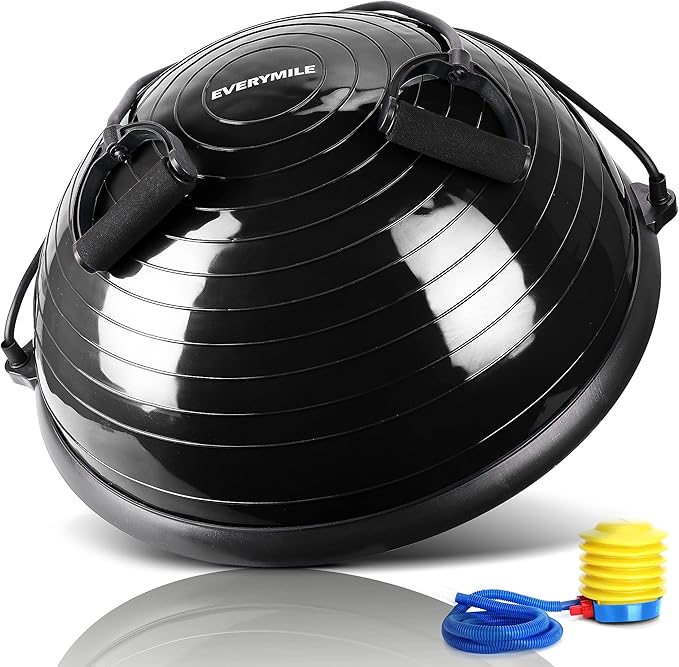 EVERYMILE Balance Ball Trainer with Resistance Bands & Pump Stability, 23.6 inch Yoga Exercise Ball for Home Gym Core Training Anti-Skid Surface