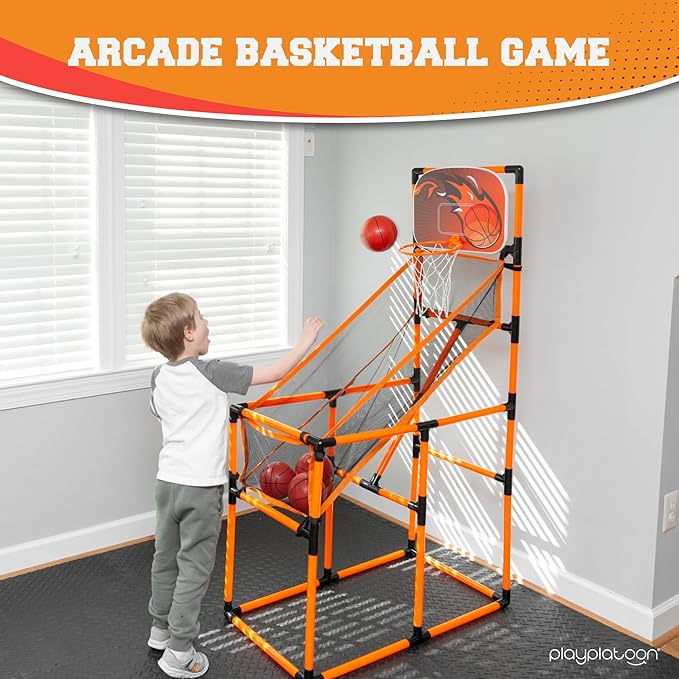 Play Platoon Kids Indoor Basketball Hoop - Arcade 4-12 Year 62 Inch 4 Balls
