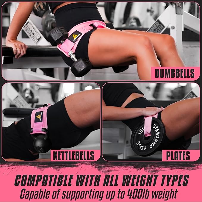 Exercise Hip Thrust Belt for Weights, Glute Workout Equipment, Adjustable Hip Thrust Belt for Dumbbells, Glute Trainer for Home Workouts with Extra Padding, Booty Builder