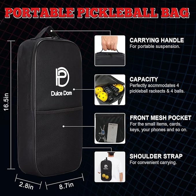 DULCE DOM Pickleball Paddles 2/4 with 4 Pickleball