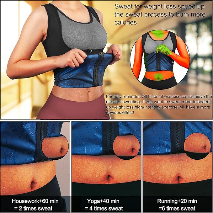Sweat Vest for Women Sauna Suit for Women Weight Loss Sauna Shirt Sweat Jacket Body Shaper.