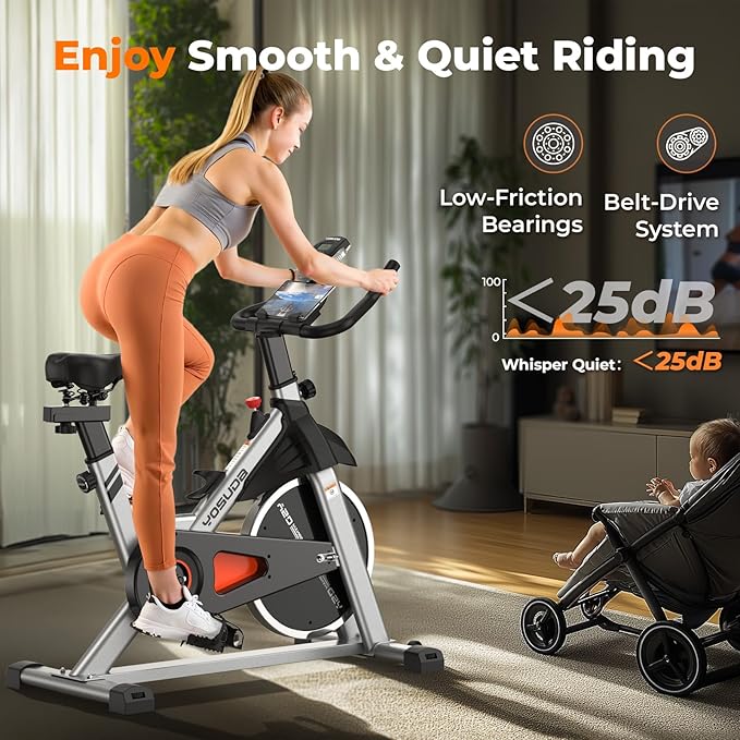 YOSUDA Indoor Cycling Bike Brake Pad/Magnetic Stationary Bike - Cycle Bike with Tablet Mount & Comfortable Seat Cushion