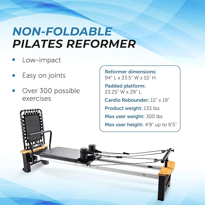 AeroPilates Pilates Reformer Workout Machine for Home Gym - Up to 300 lbs Weight Capacity