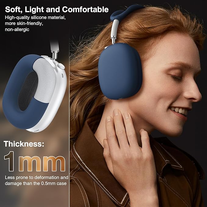 BRG 7in 1 Silicone Case Covers for AirPods Max, Sweat-Proof Ear Pad Case Covers/Ear Cup Covers/Headband Cover for AirPods Max Headphones, Accessories Soft Shell Protectors for Apple AirPods Max
