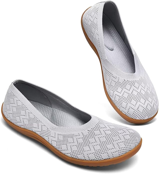 Women's Wide Toe Box Flats Shoes Knit Ballet Flat Slip-on Dress Walking Comfort Shoes