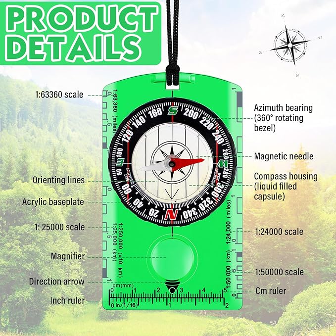 Geiserailie 20 Pcs Acrylic Orienteering Compass Navigation Backpacking