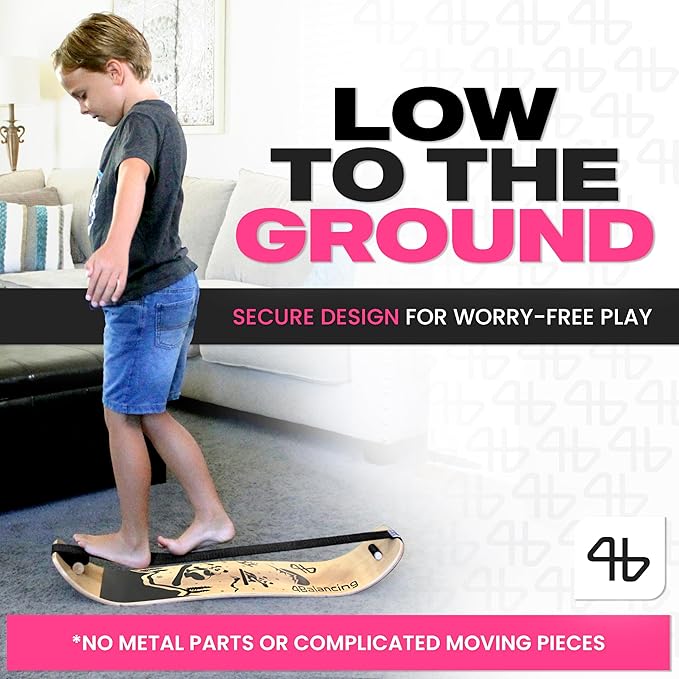 Balance Board for Kids - Slackline Wooden Wobble Board - Slackboard Balance Trainer for Coordination - Training for Skateboard, Snowboard, Football, Soccer, Baseball, Basketball - Dolphin