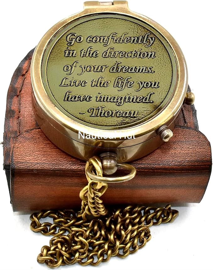 Thoreau's Go Confidently Engraved Solid Brass Nautical Pocket