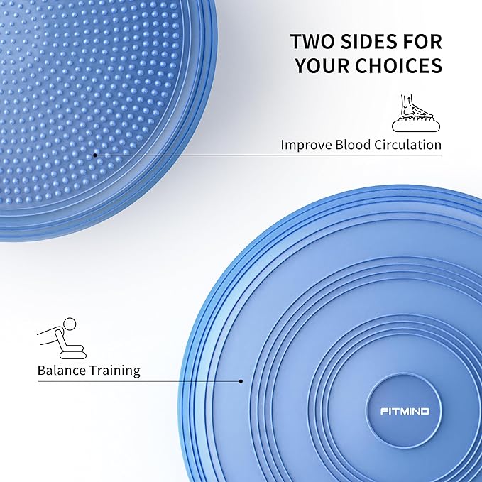 Inflated Wobble Cushion,Dyna Disc,Circular Non-slip Texture for Comfortable Sitting,Wiggle Seat to Improve Posture, Fitness, Stability for Sensory Kids Adults,Balance Seat with Pump for Core Strength
