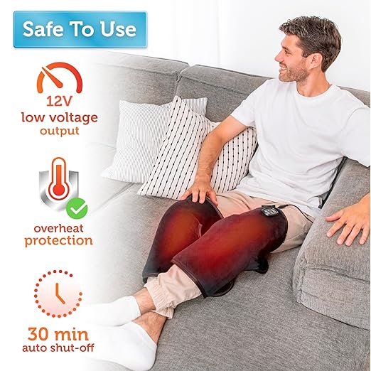 COMFIER Knee Massager,Vibration Knee Heating Pad for Knee Pain Relief,Knee Warmer with 2 Heat Levels,Auto Shut-Off Heat Pads,Multiple Settings