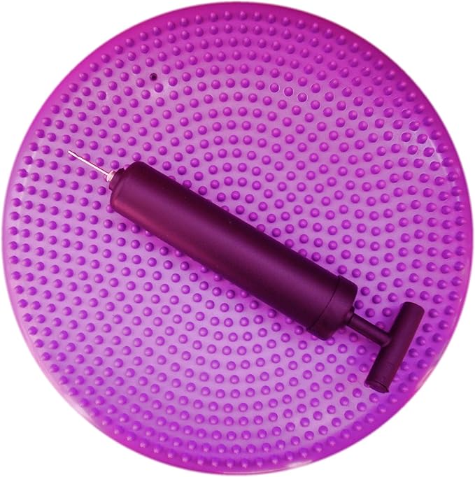 AppleRound Inflated Wobble Cushion with Hand Pump, Air Stability Board (Extra Thick), Core Balance Disc for Adults, Sensory Wiggle Seat for Kids, Flexible Seating for All Age, 13.5in / 34cm Diameter