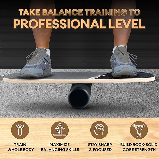 Yes4All 2-in-1 Balance Boards Set, 9 Adjustable Modes Surf Trainer, Wobble Board Exercise for Adults, Includes Roller & Ball