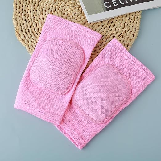 Sibba Kids Knee Pad, Breathable Elastic Knee Brace, Anti-Slip Padded Sponge Knee Protector for Volleyball Dance Running Skating Basketball Football Sports(Pink)
