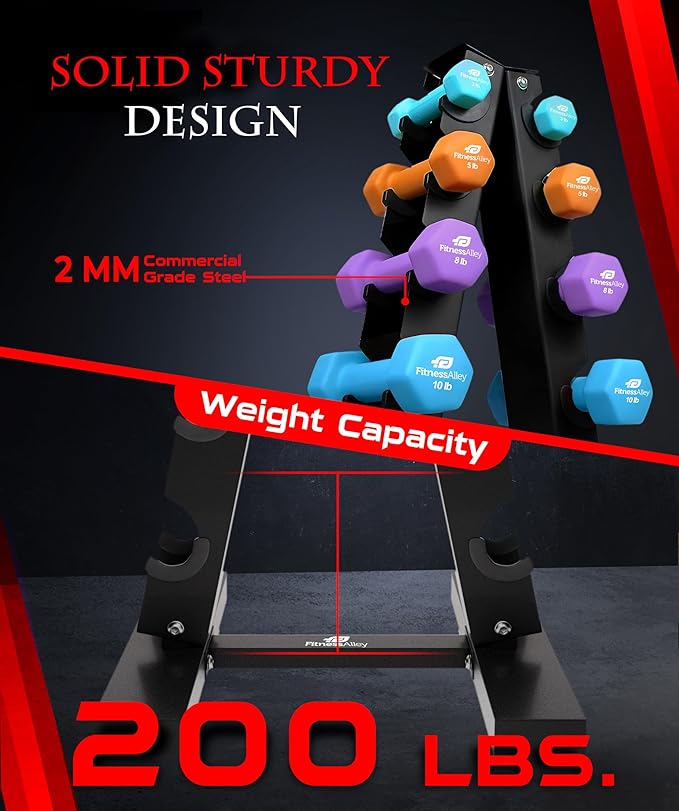 Dumbbells Storage Rack Neoprene Dumbbells Weight Rack - 2.0MM Thickness Weight Organizer Stand for Home Gym - Easy Assembly
