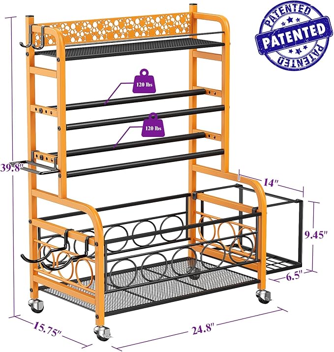Dumbbell Rack, VOPEAK Weight Rack for Home Gym, Home Gym Storage Rack for Yoga Mat Kettlebells and Strength Training Equipment, Weight Storage Rack for Dumbbells with Wheels