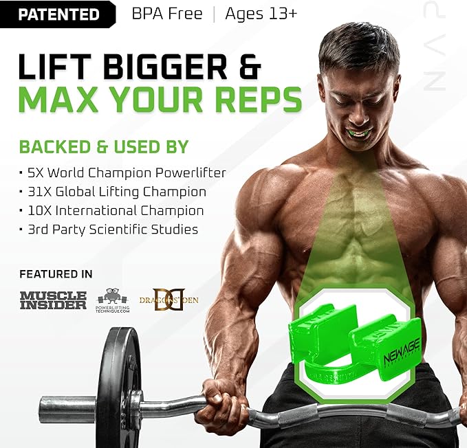 New Age Performance 6DS Weightlifting Mouthpiece, Increase Strength & Reps for Lifting, Powerlifting, Strongmen, Bodybuilding, Calisthenics, Workout Accessory, Fitness Gear (Clear)