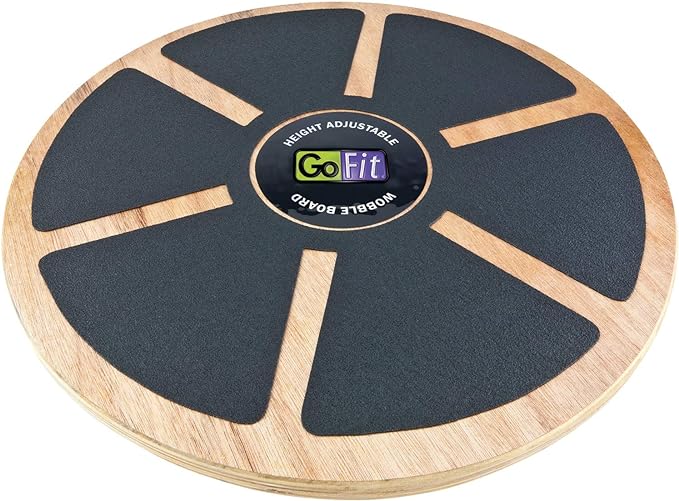 GoFit Wood Wobble Balance Board - Adjustable, Non Slip,Black