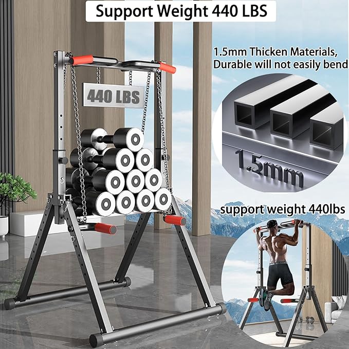 DOBESTS Foldable Power Tower Dip Station Pull Up