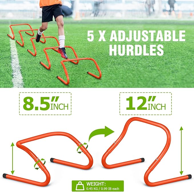 Speed and Agility Training Equipment: 5 Adjustable Agility 20ft Agility