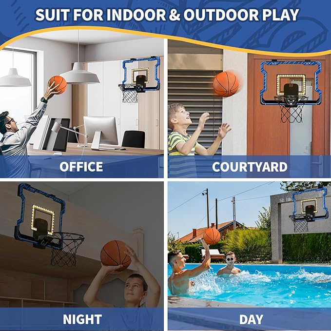 Mini Basketball Hoop Indoor with Scoreboard/LED Light