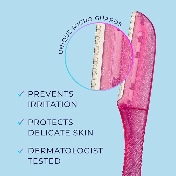 Schick Hydro Silk Touch-Up Dermaplaning Tool with Precision Cover, 3ct | Dermaplane Razor, Face Razors, Peach Fuzz Remover