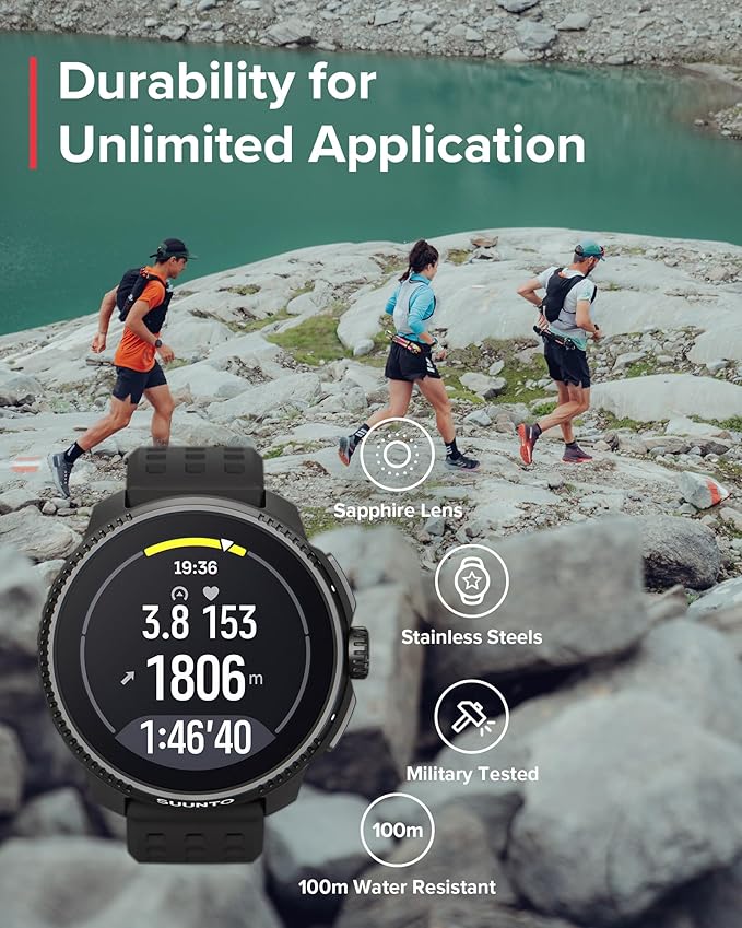 SUUNTO Race GPS Sports Watch, 1.43" AMOLED Touchscreen w/ Crown Button, 26 Days Battery Life, Training & Sleep Health Tracking, Dual-GNSS, 16GB Global Offline Maps, Lightweight for Running, Black