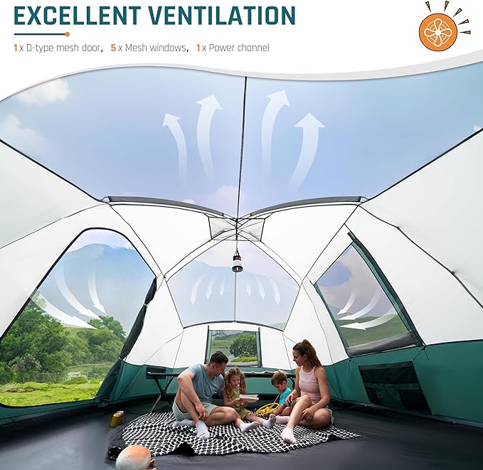 6/8/10/11 Person Camping Tent with Porch
