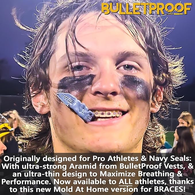 Bulletproof: World’s Thinnest Most Breathable Mouthguard is 3X Stronger! MMA Football Basketball Hockey Lacrosse Rugby BJJ Boxing Sports Mouth Guard Grinding Teeth. Men Women Adult Youth Kids Braces