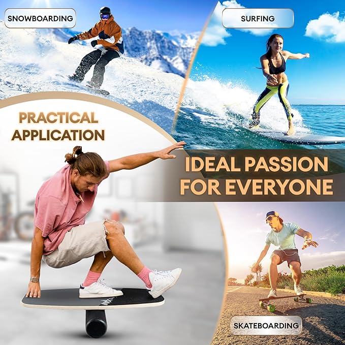 Yes4All 2-in-1 Balance Boards Set, 9 Adjustable Modes Surf Trainer, Wobble Board Exercise for Adults, Includes Roller & Ball